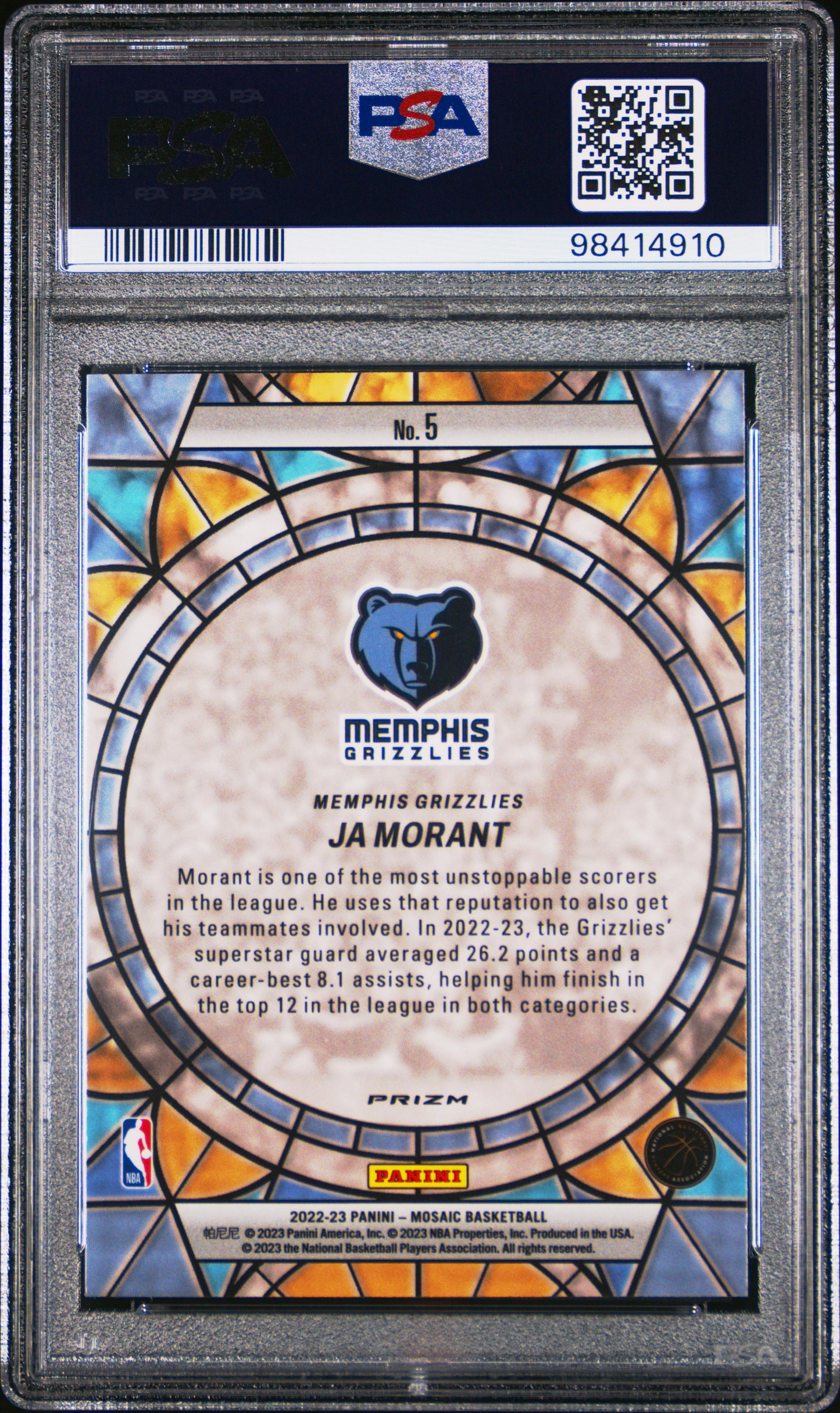 2022 Panini Mosaic Stained Glass #5 Ja Morant PSA 10