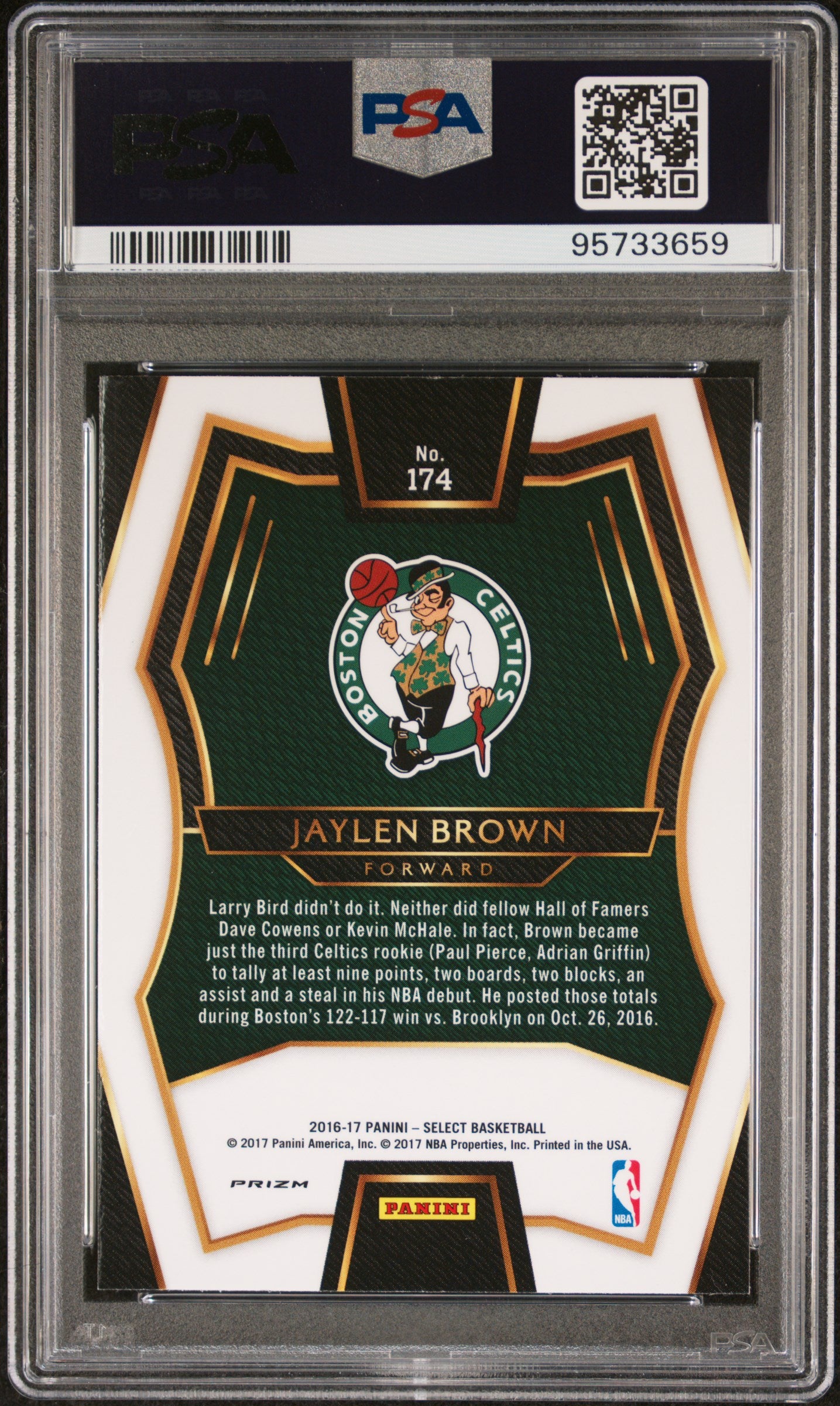 2016 Panini Select #174 Jaylen Brown Tri-Color Prizm PSA 10