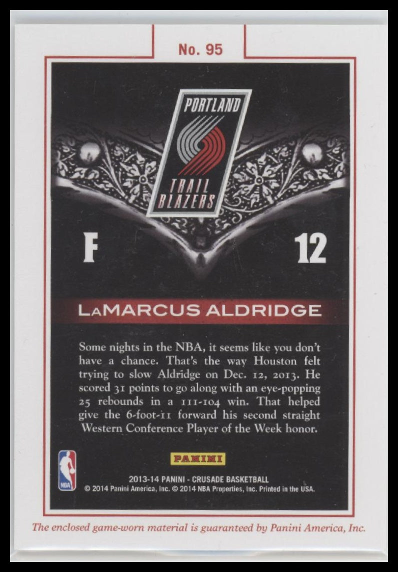 2013-14 Panini Crusade #95 LaMarcus Aldridge Majestic Memorabilia #/199