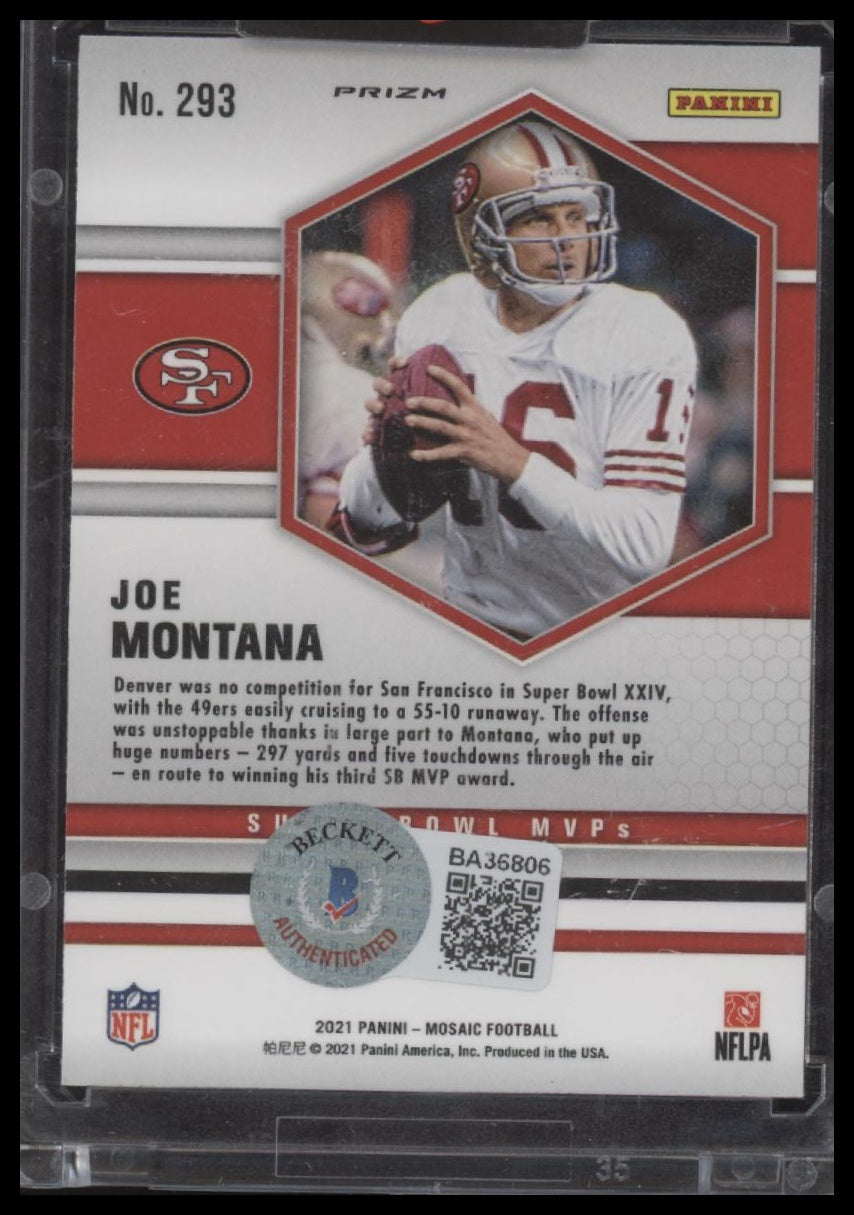 2021 Panini Mosaic #293 Joe Montana Prizm Green - Certified Auto