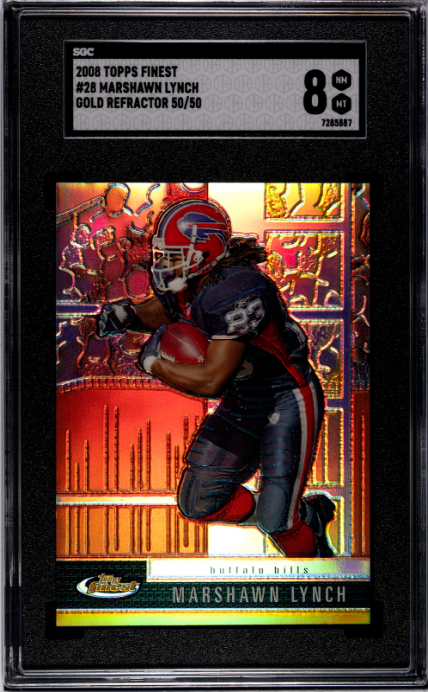 2008 Topps Finest #28 Marshawn Lynch Gold Refractor SGC 8