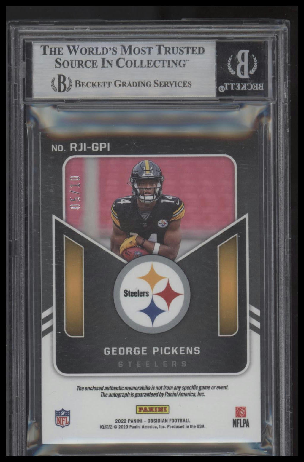 2022 Panini Obsidian Rookie Jersey Ink Electric Etch Red George Pickens BGS 9.0