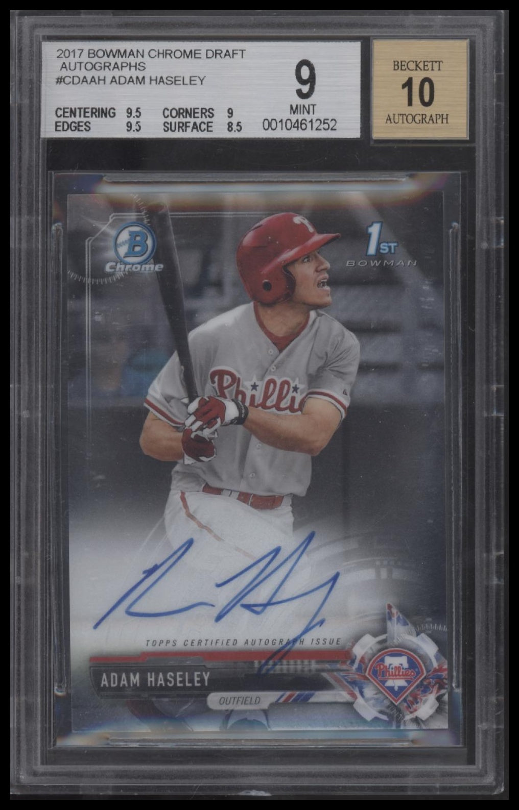 2017 Bowman Chrome Draft Autographs #CDAAH Adam Haseley BGS 9.0