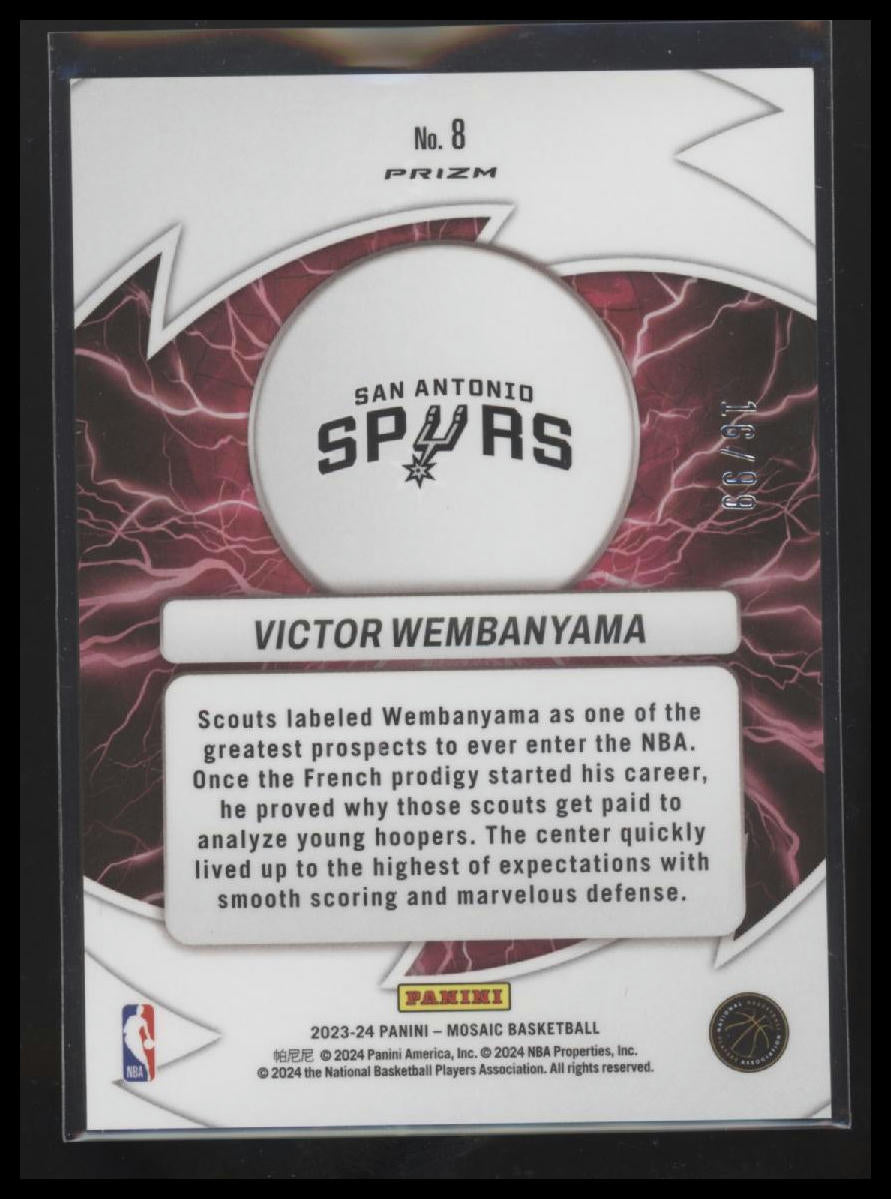 Victor Wembanyama 2023-24 Mosaic #8 Thunder Road Mosaic Reactive Yellow #/99