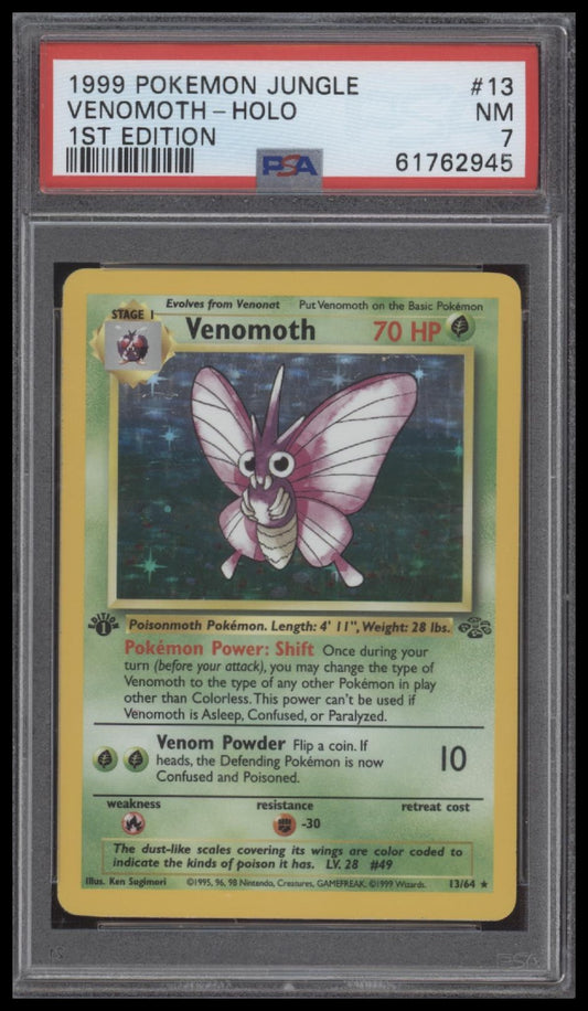 Venomoth-Holo 1999 Pokemon Jungle #13 1st Edition PSA 7