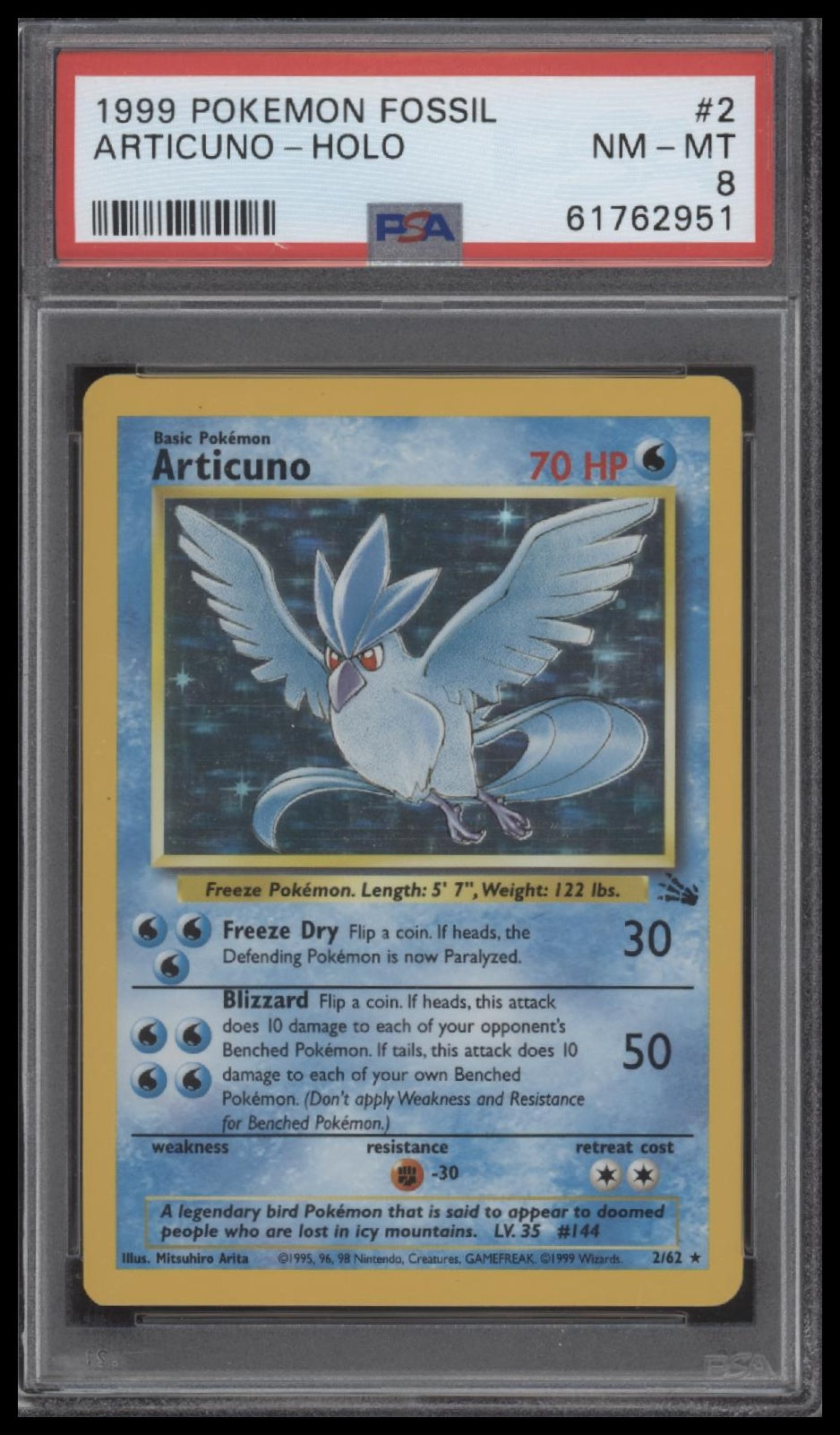 Articuno-Holo 1999 Pokemon Fossil #2 PSA 8