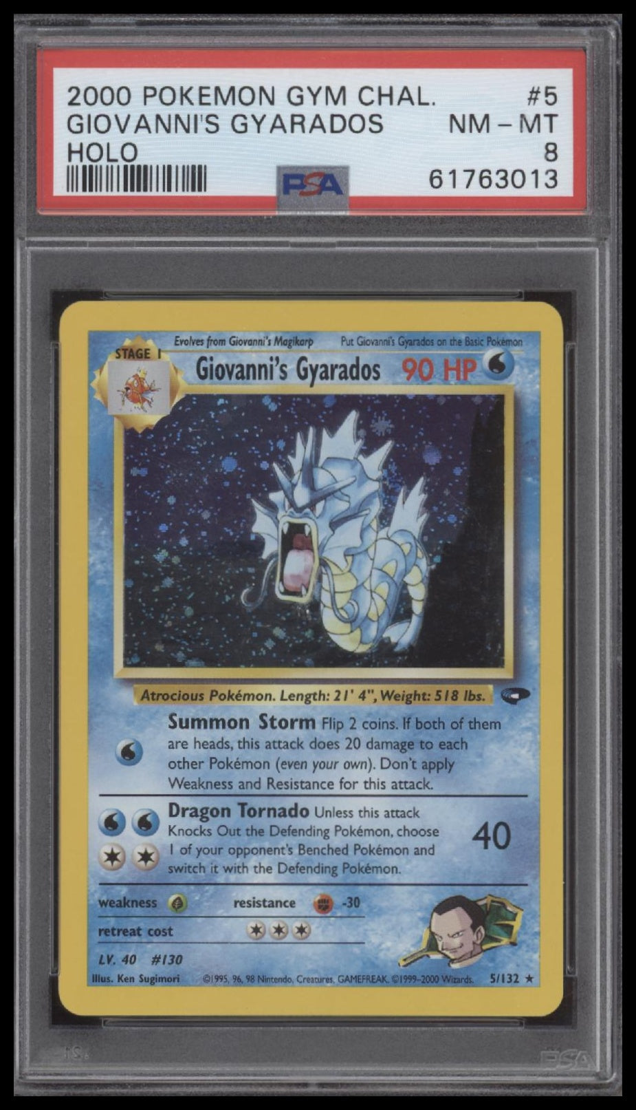 Giovanni'S Gyarados 2000 Pokemon Gym Challenge #5 Holo PSA 8