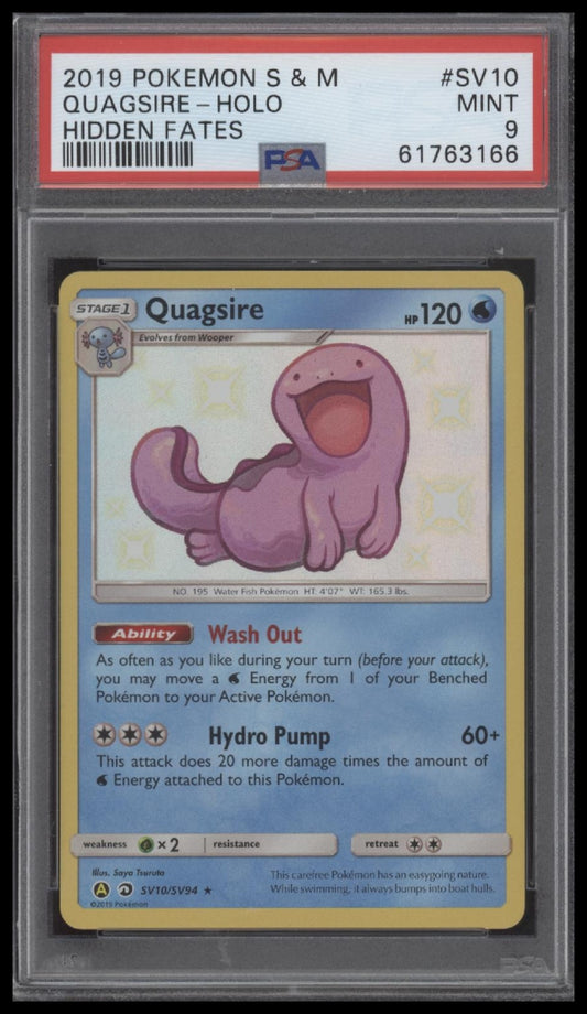 Quagsire-Holo 2019 Pokemon Sun & Moon Hidden Fates #SV10 Hidden Fates PSA 9