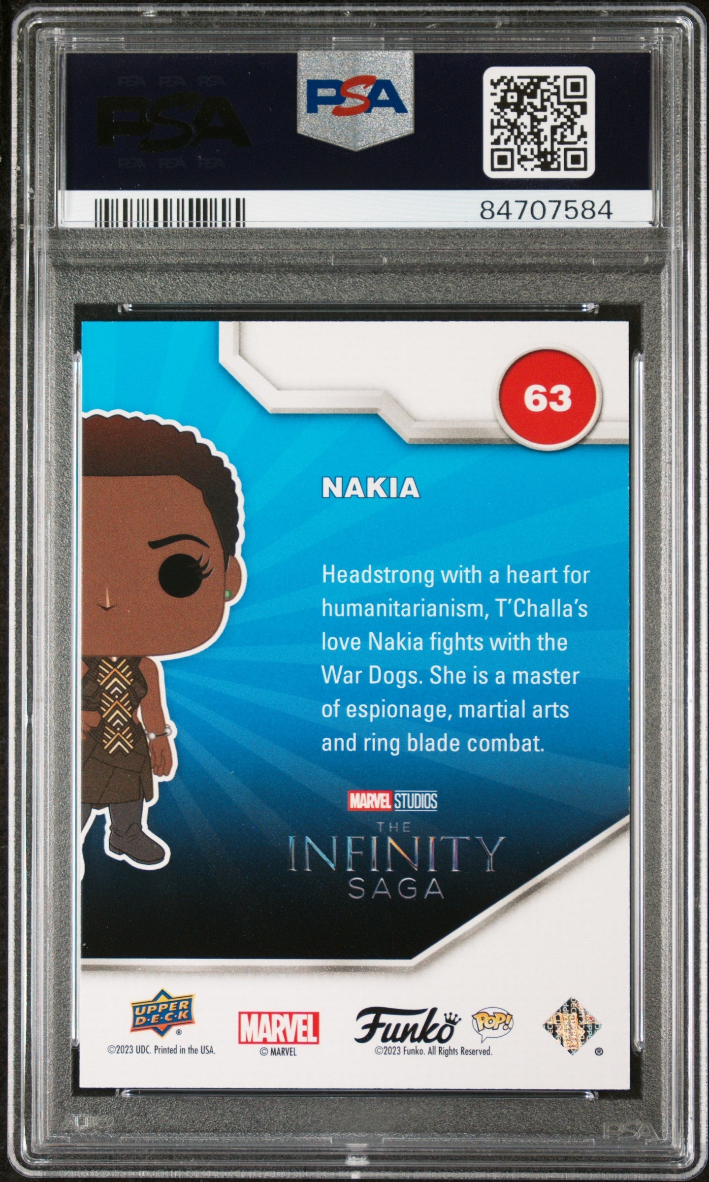 2023 UPPER DECK FUNKO POP MARVEL NAKIA PATINA #63 PSA 10