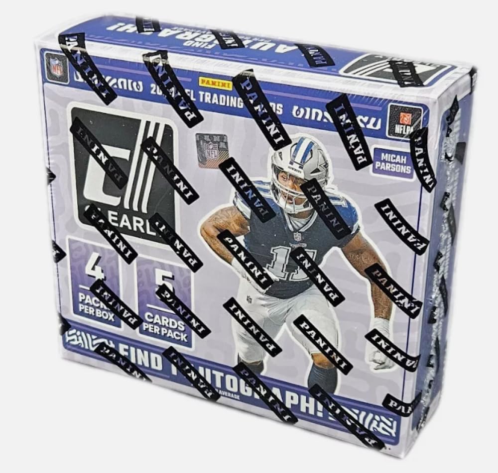 2023 年 Panini Clearly Donruss NFL 橄榄球工厂密封爱好盒。4 包 5 张卡片