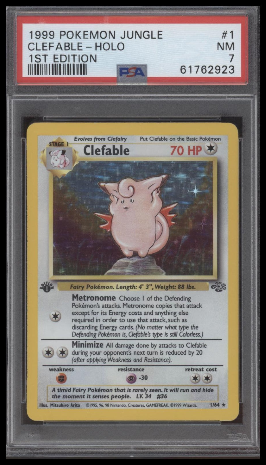 Clefable-Holo 1999 Pokemon Jungle #1 1st Edition PSA 7