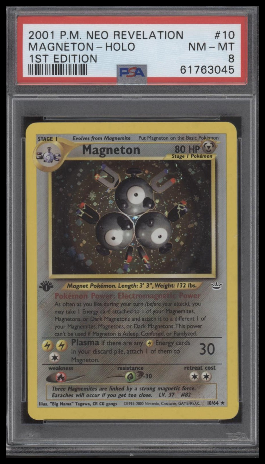 Magneton-Holo 2001 Pokemon Neo Revelation 1st Edition #10 1st Edition PSA 8