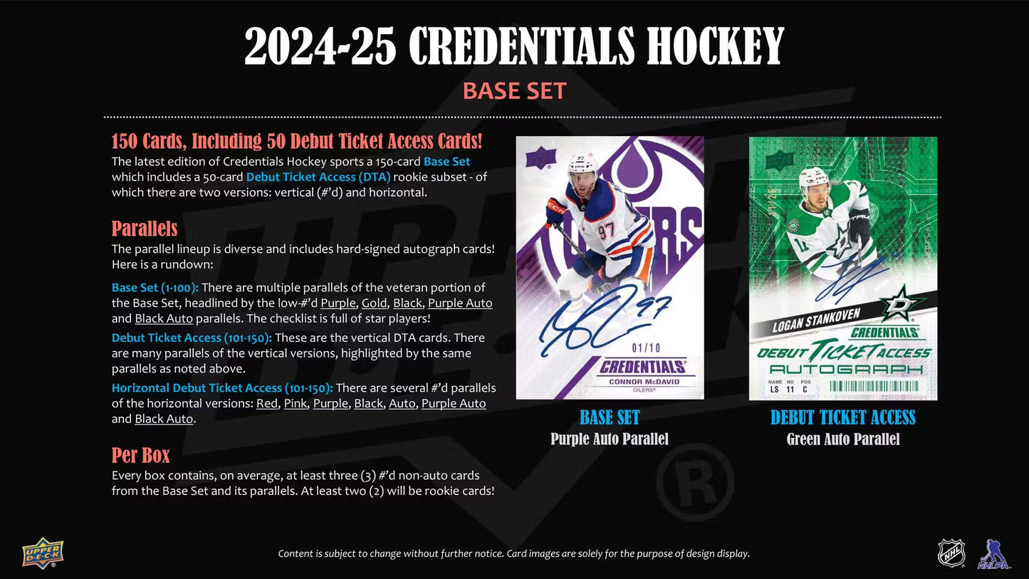 2024/25 Upper Deck Credentials Hockey Hobby Box