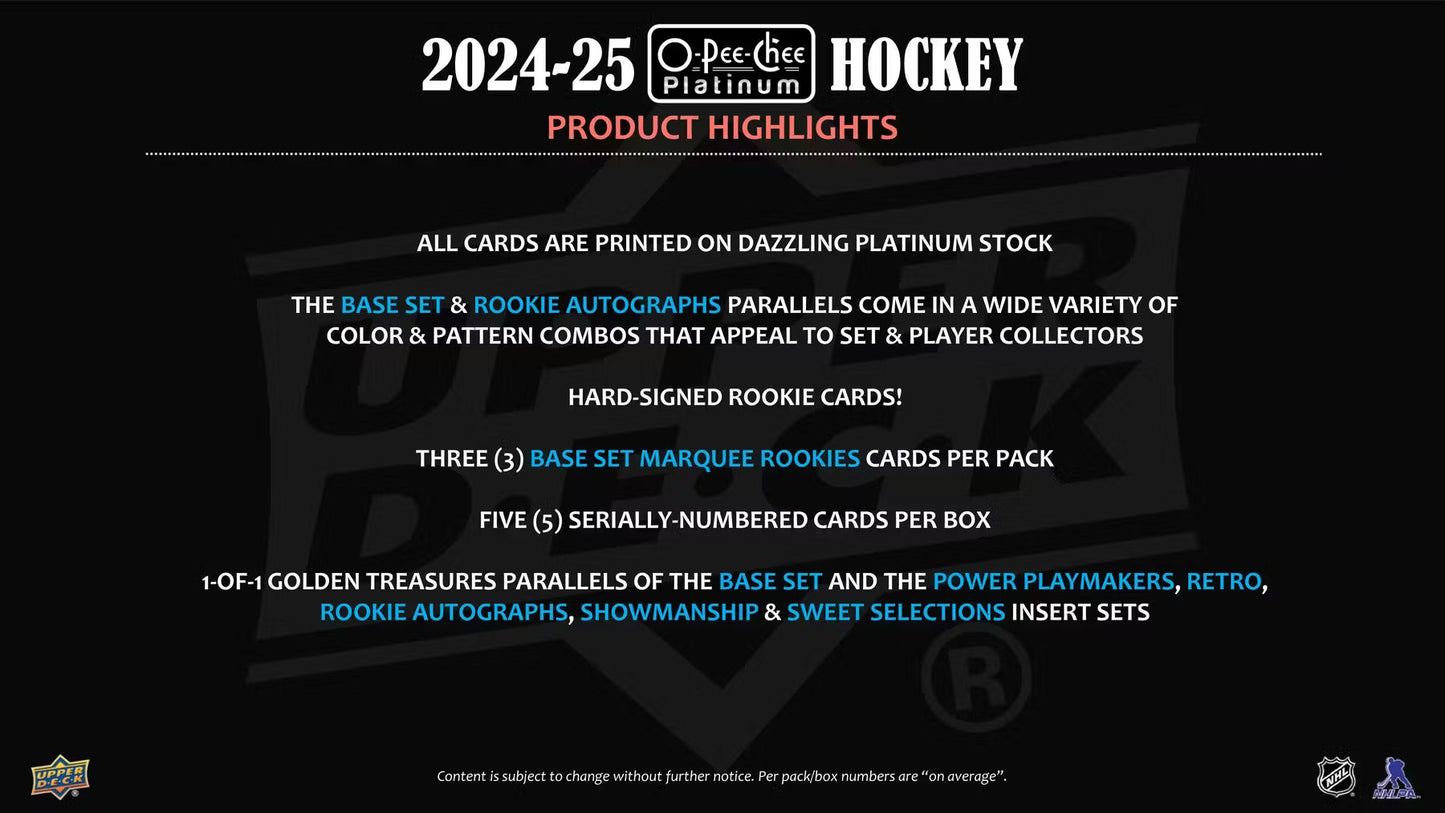 2024/25 Upper Deck O-Pee-Chee Platinum Hockey Hobby Box
