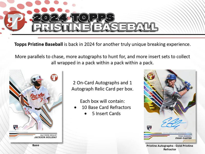 Caja de pasatiempos de béisbol Topps Pristine 2024