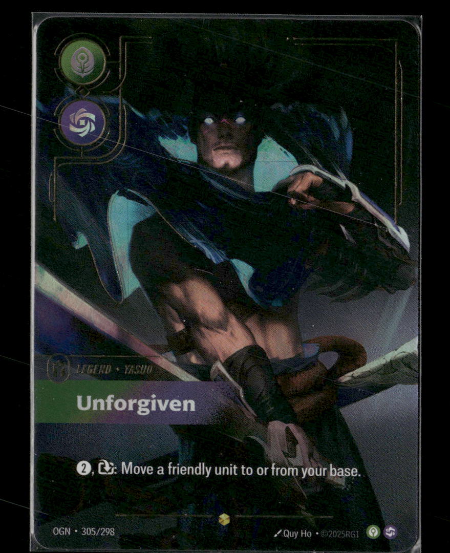 riftbound overnumbered cards yasuo Yasuo - Unforgiven (Overnumbered) #305/298 Holofoil Showcase