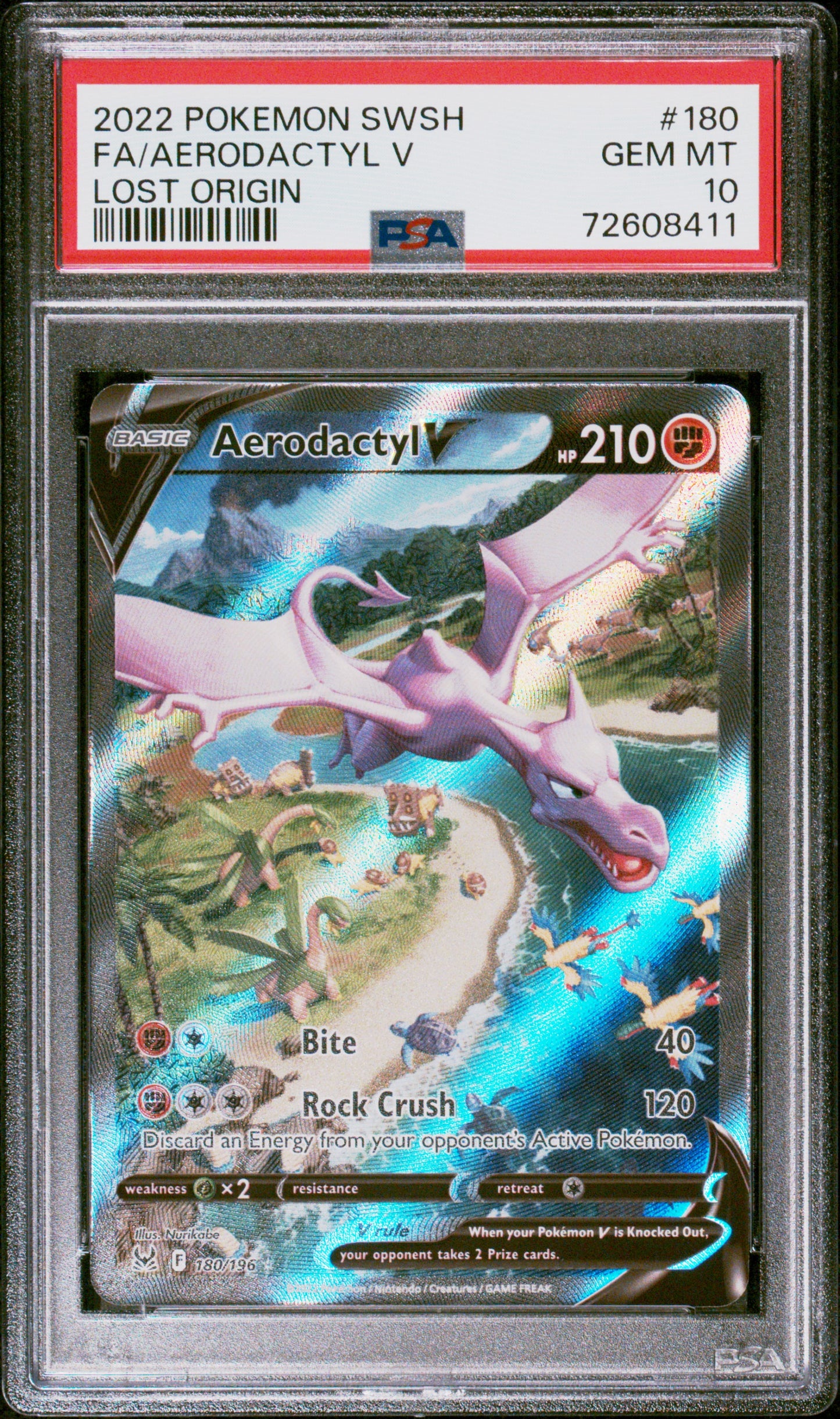 Fa/Aerodactyl V 2022 Pokemon Sword & Shield Lost Origin #180 Lost Origin PSA 10