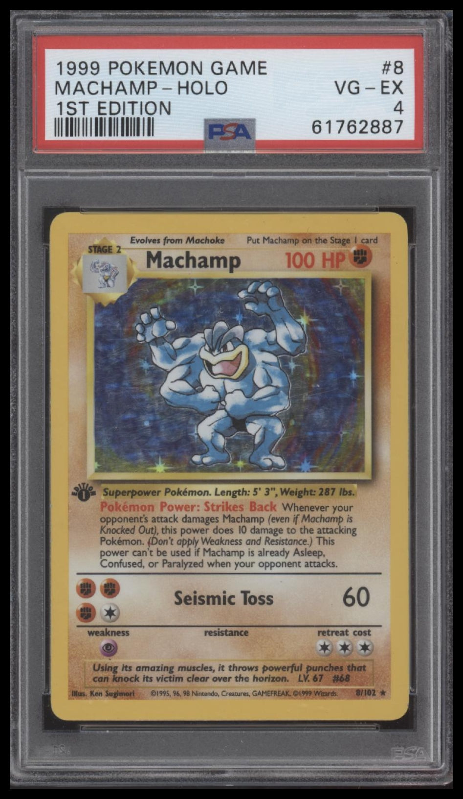 Machamp-Holo 1999 Pokemon Game #8 1st Edition PSA 4