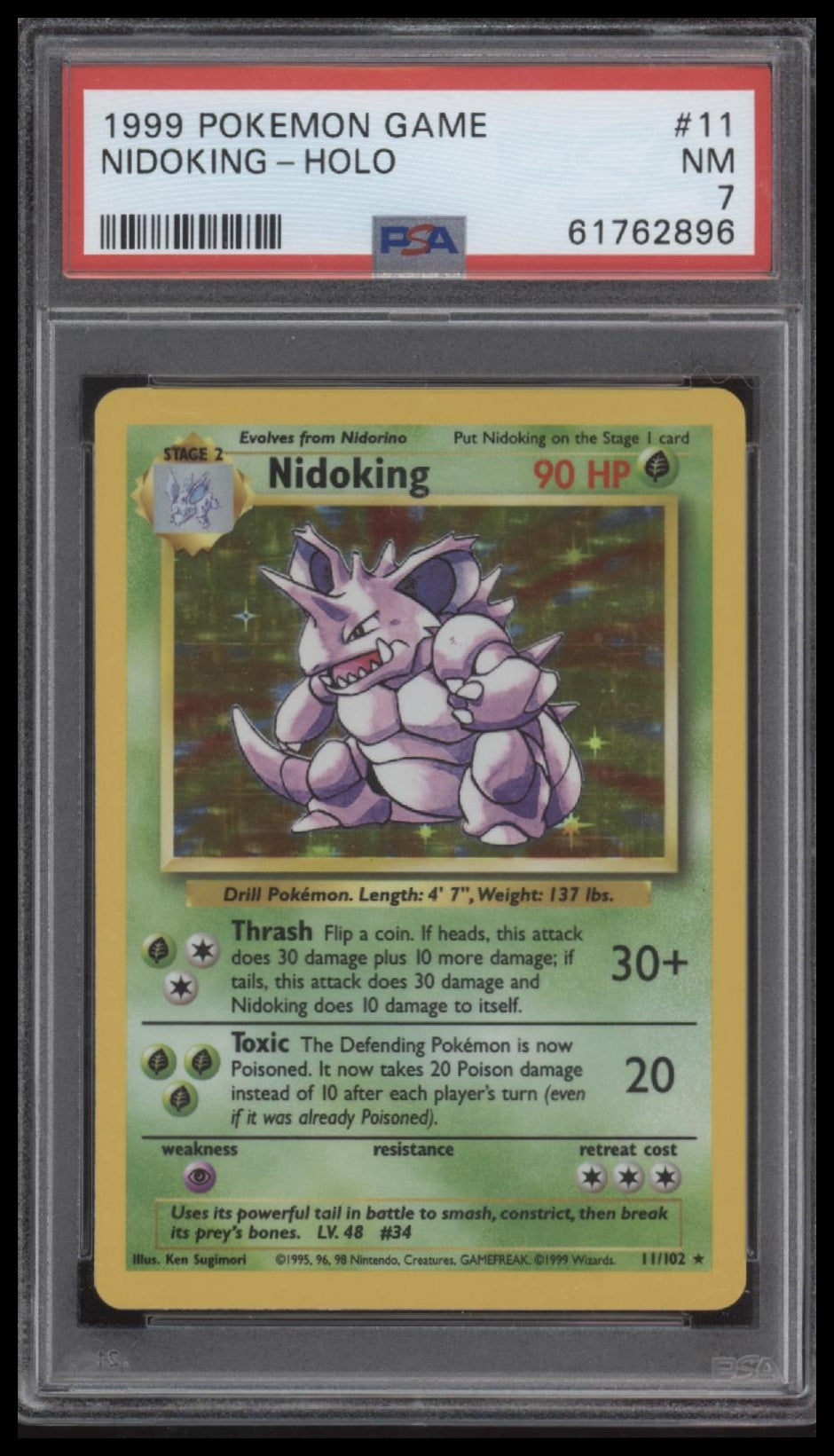 Nidoking-Holo 1999 Pokemon Game #11 PSA 7