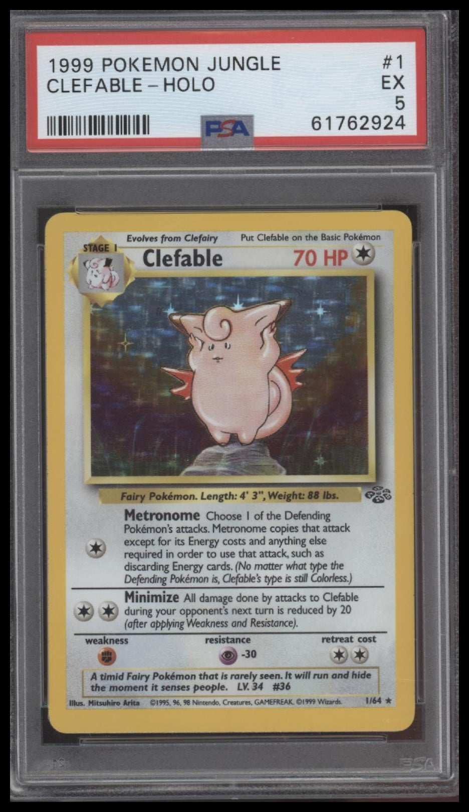 Clefable-Holo 1999 Pokemon Jungle #1 PSA 5