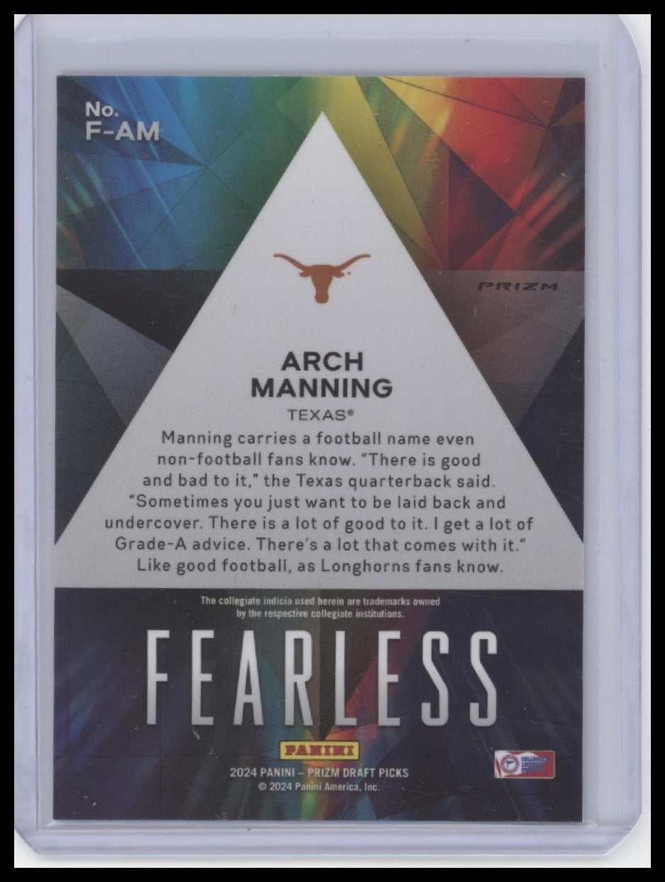Arch Manning 2024 Panini Prizm Draft Picks #F-AM Fearless Green