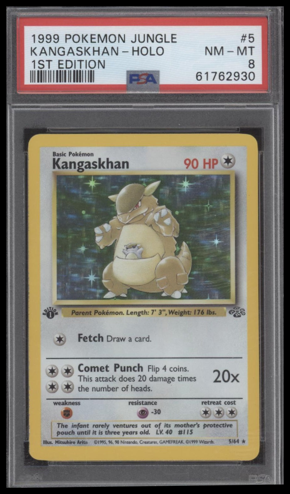 Kangaskhan-Holo 1999 Pokemon Jungle #5 1st Edition PSA 8