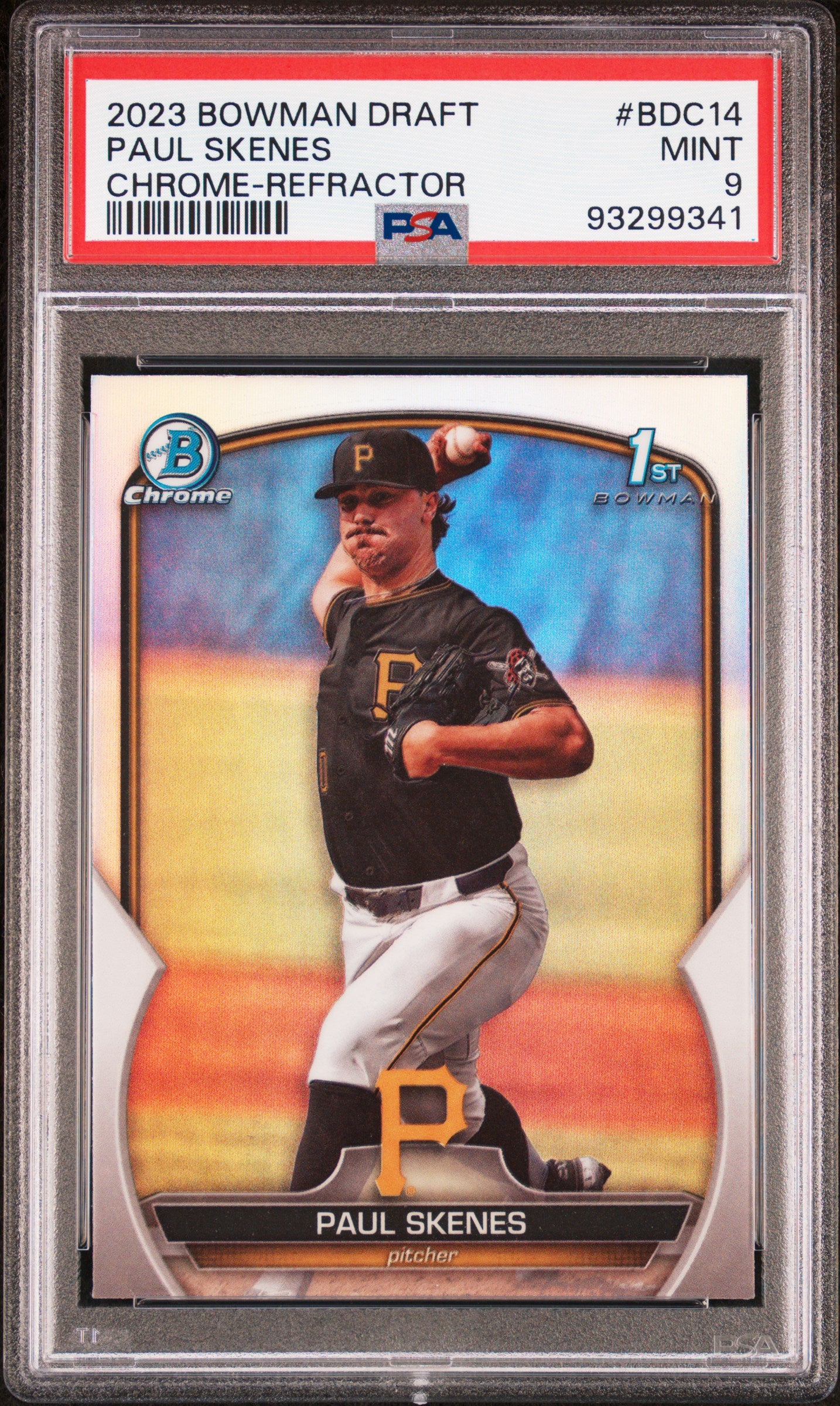 Paul Skenes 2023 Bowman Draft #BDC14 Chrome-Refractor PSA 9 - Front