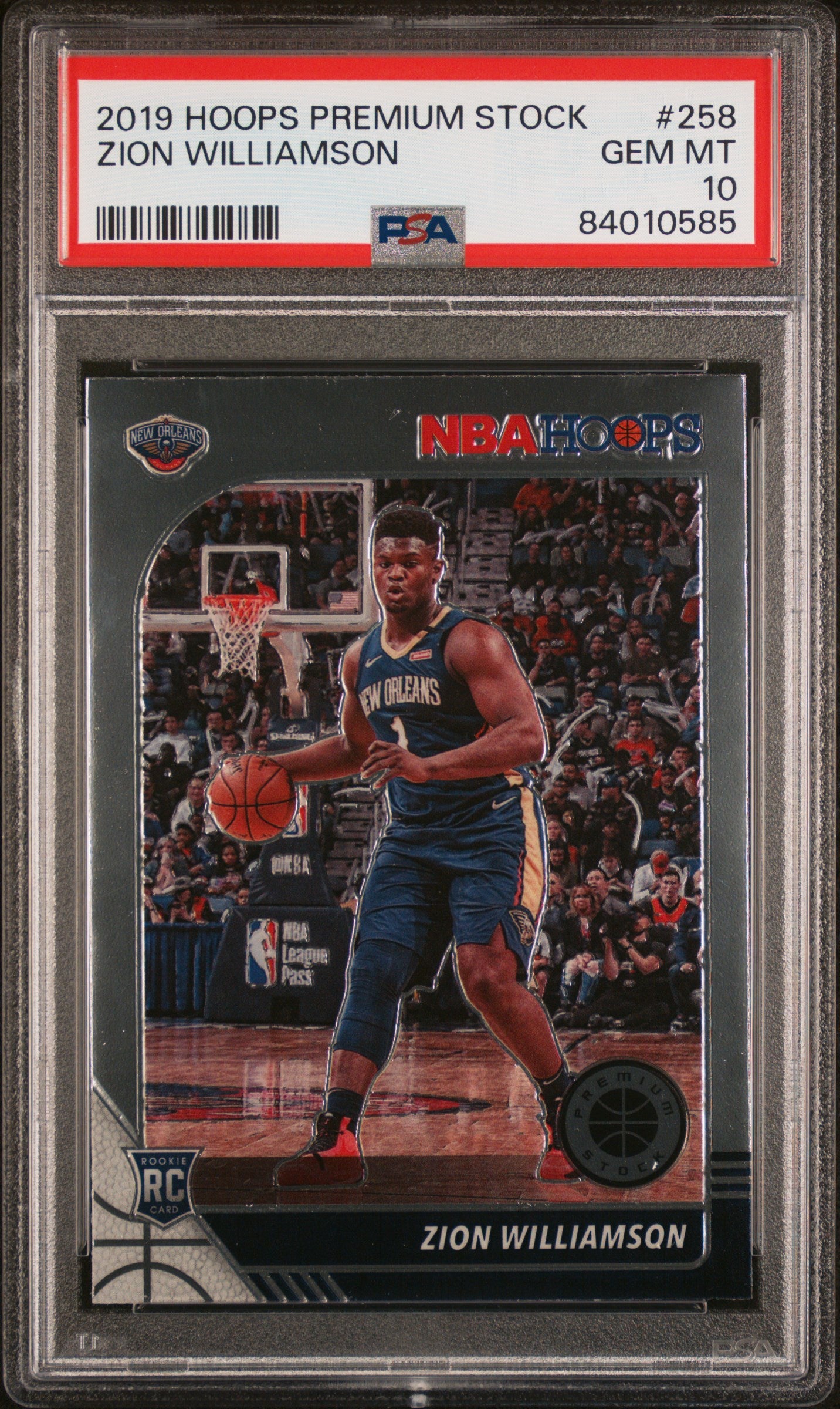 Zion Williamson 2019 Panini Hoops Premium Stock #258 PSA 10 - Front