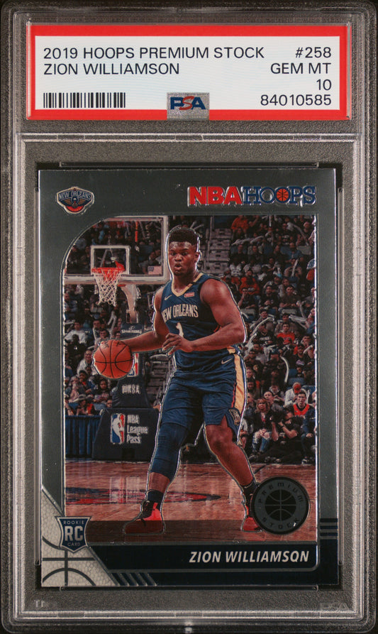 Zion Williamson 2019 Panini Hoops Premium Stock #258 PSA 10 - Front