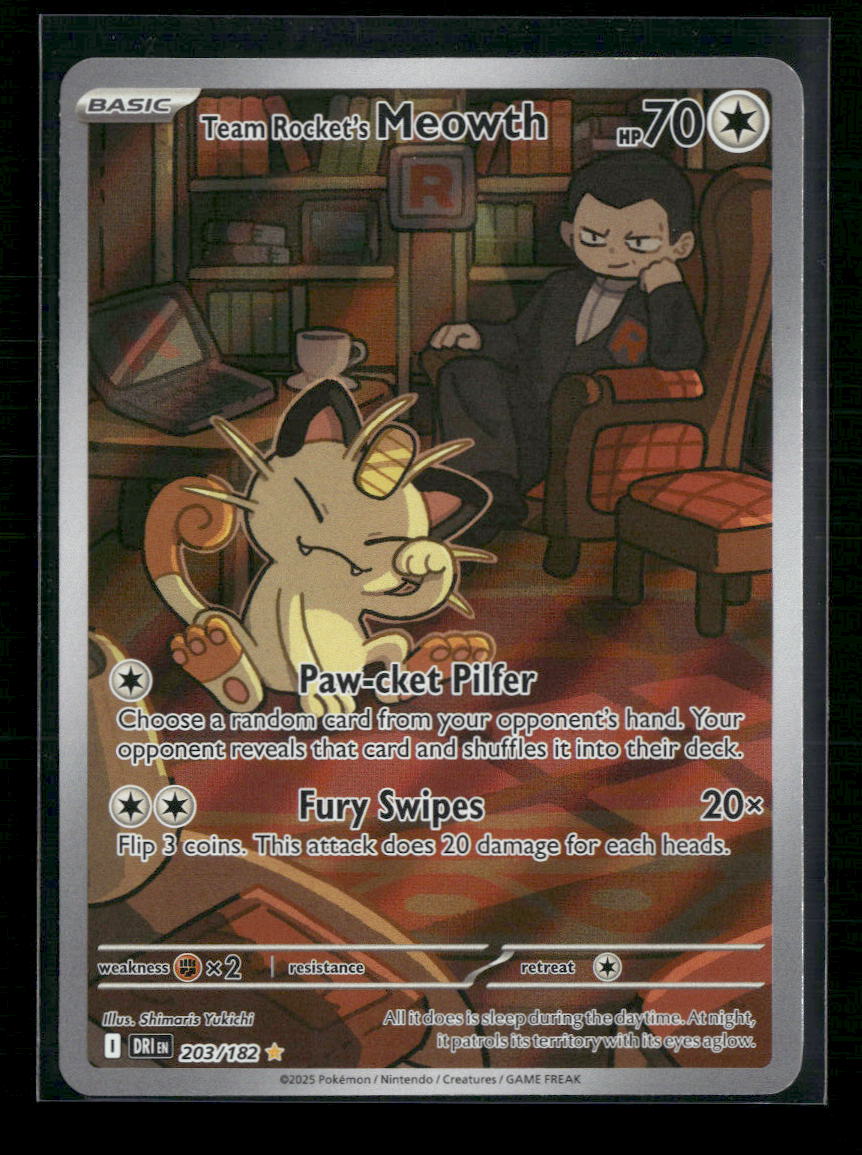 Team Rocket's Meowth SV10: Destined Rivals #203/182 - Front