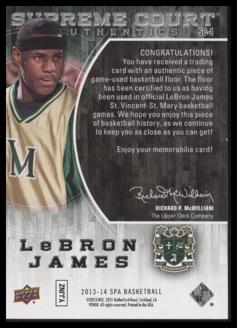 LeBron James 2013-14 SP Authentic #SC-1 LeBron James Supreme Court - Back