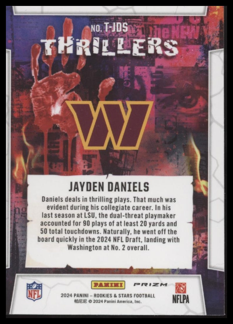 Jayden Daniels 2024 Panini Rookies & Stars #T-JDS Thrillers Silver - Back