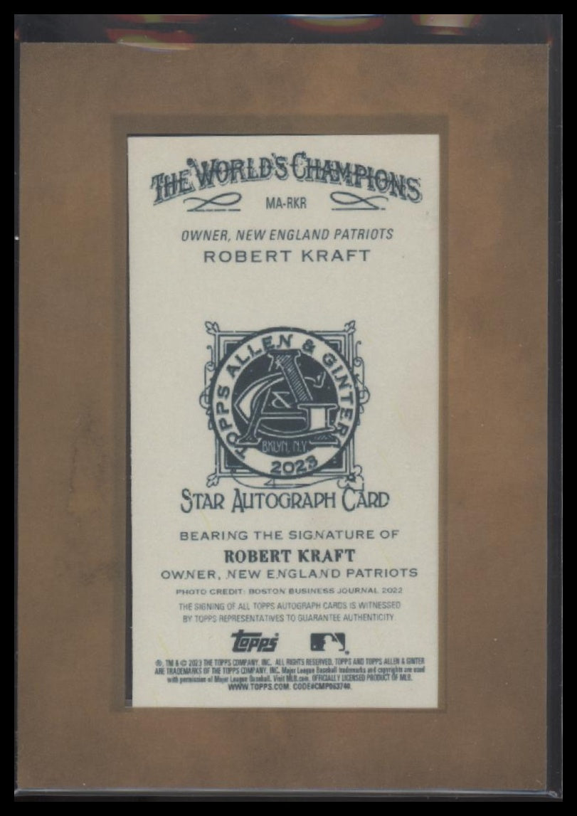 Robert Kraft 2023 Topps Allen & Ginter #MA-RKR Mini Framed Auto - Back