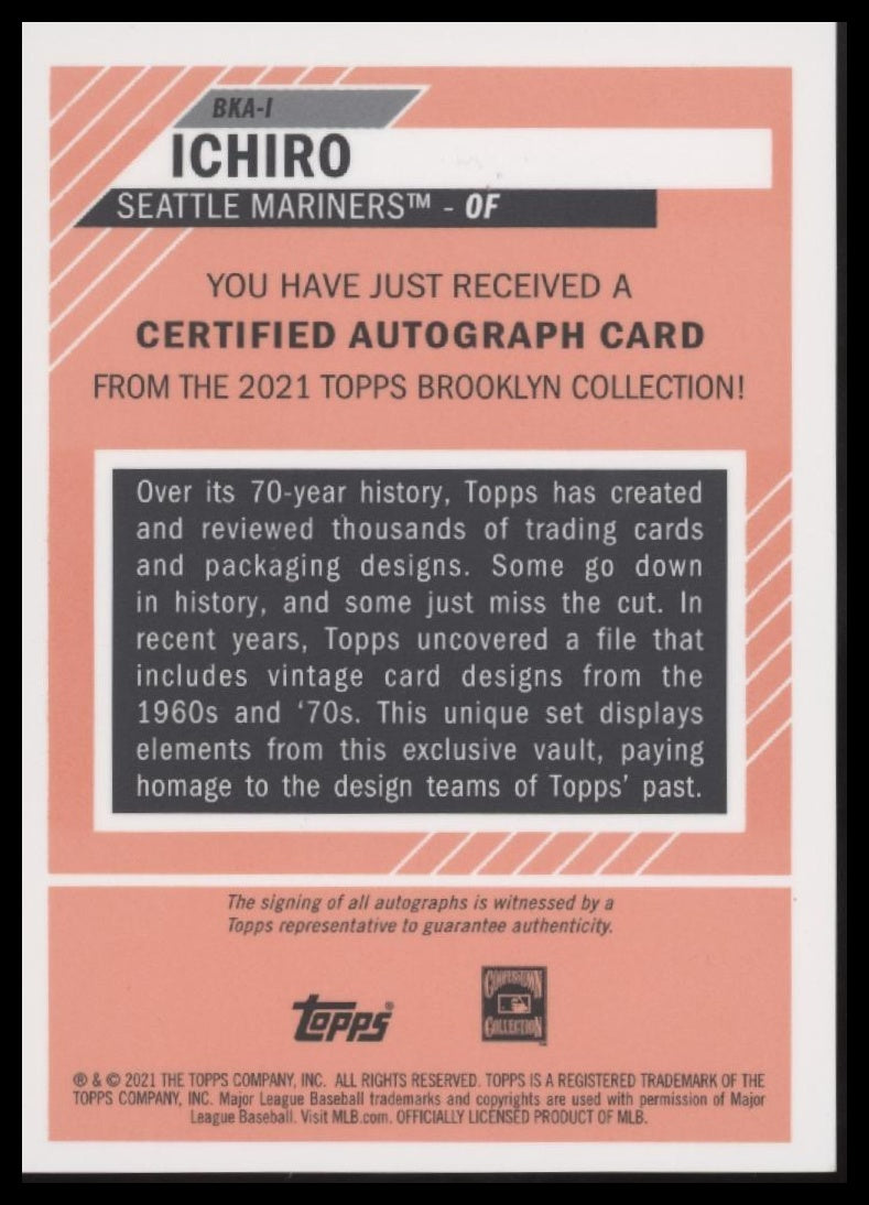 Ichiro 2021 Topps Brooklyn Collection #BKA-IS Autographs #/1 - Back
