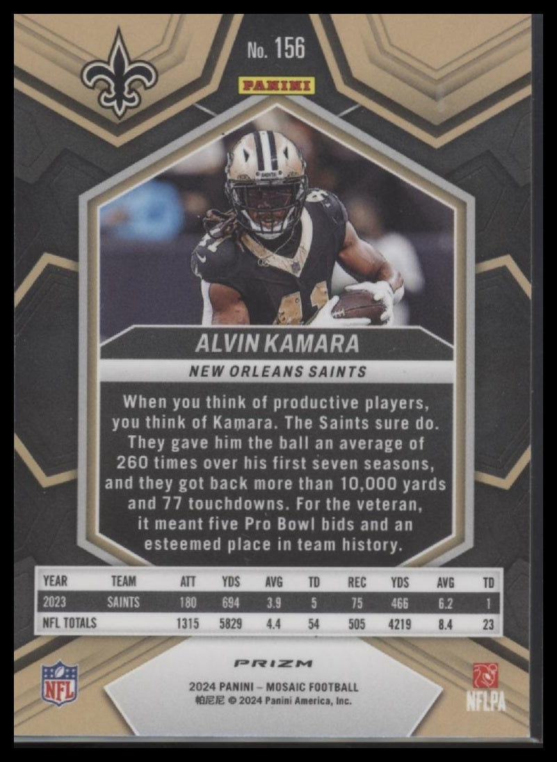 Alvin Kamara 2024 Panini Mosaic #156 Honeycomb - Back