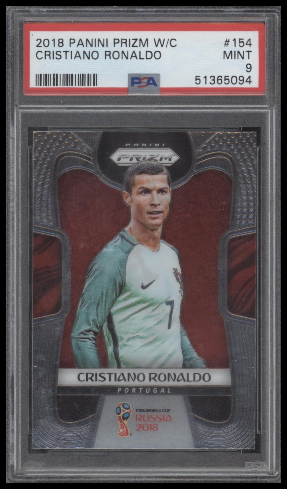 Cristiano Ronaldo 2018 Panini Prizm World Cup #154 PSA 9 - Front