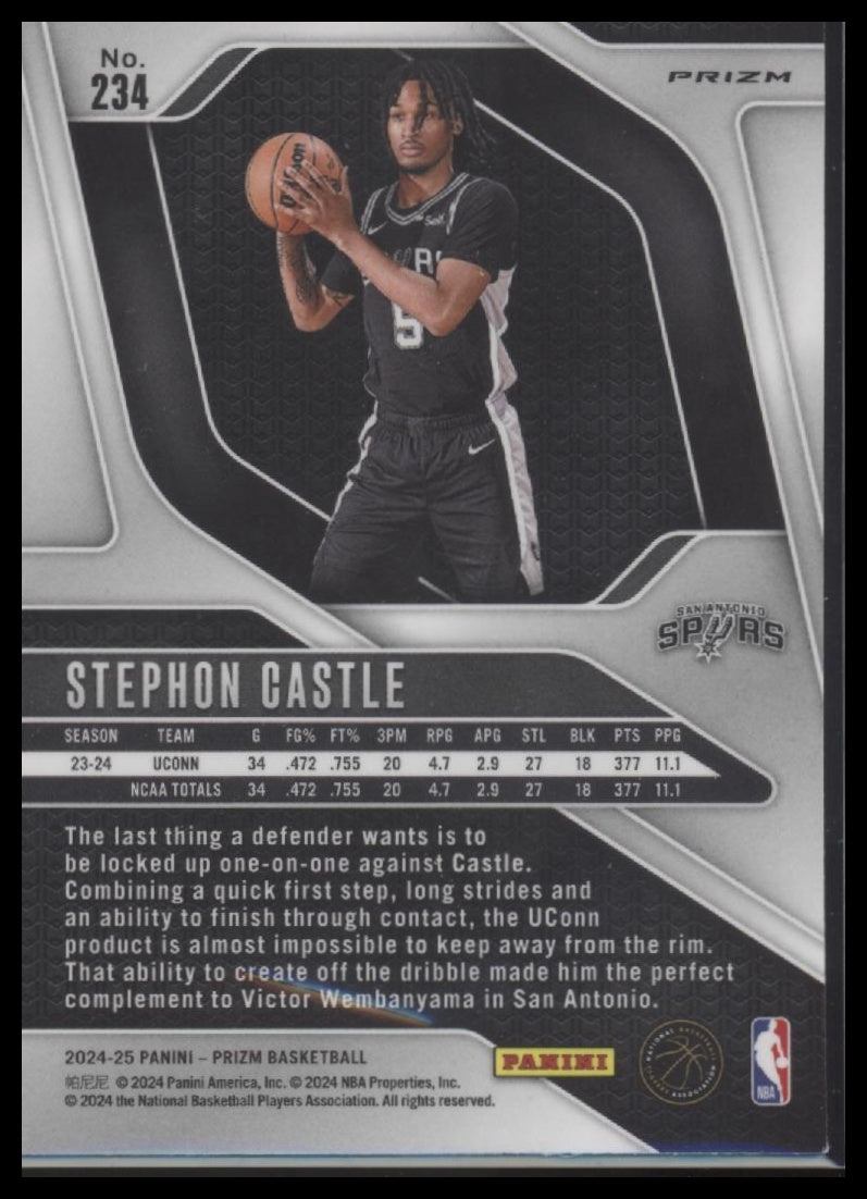 Stephon Castle 2024-25 Panini Prizm #234 Prizms Silver - Back