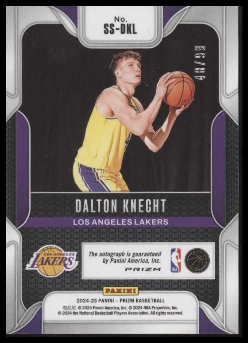 Dalton Knecht 2024-25 Panini Prizm Sensational Signatures Prizms Red #/99 - Back