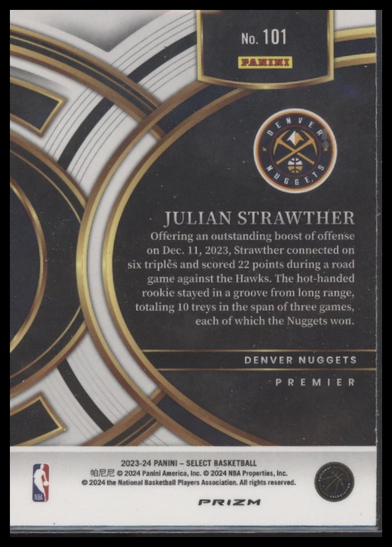 #2023-24 Panini Select #101 Julian Strawther Prizm - Back