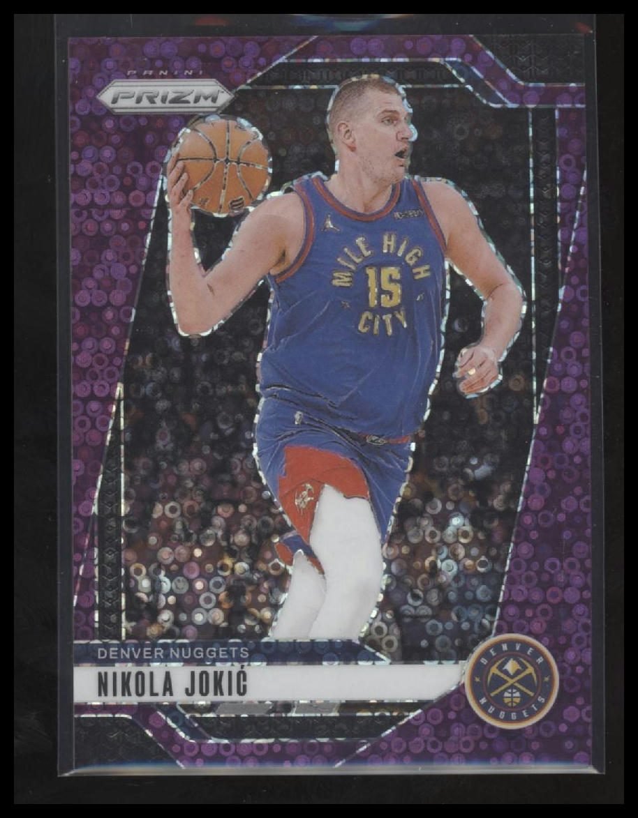 Nikola Jokic 2024-25 Panini Prizm #129 Prizms Fast Break Purple #/75 - Front