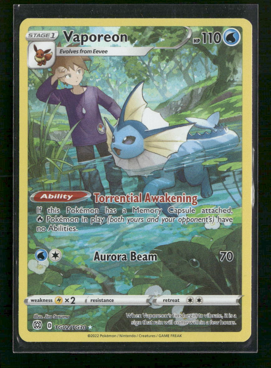Vaporeon SWSH09: Brilliant Stars Trainer Gallery #TG02/TG30 - Front