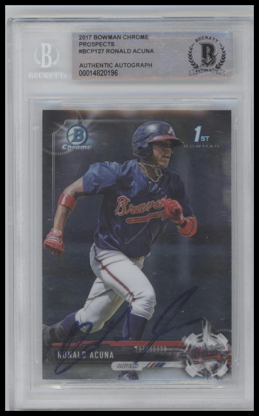 Ronald Acuna 2017 Bowman Chrome Prospects #BCP127 BGS Authentic - Front