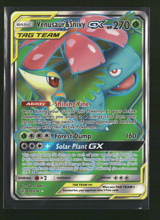 Venusaur & Snivy GX (Full Art) SM - Cosmic Eclipse #210/236 - Front