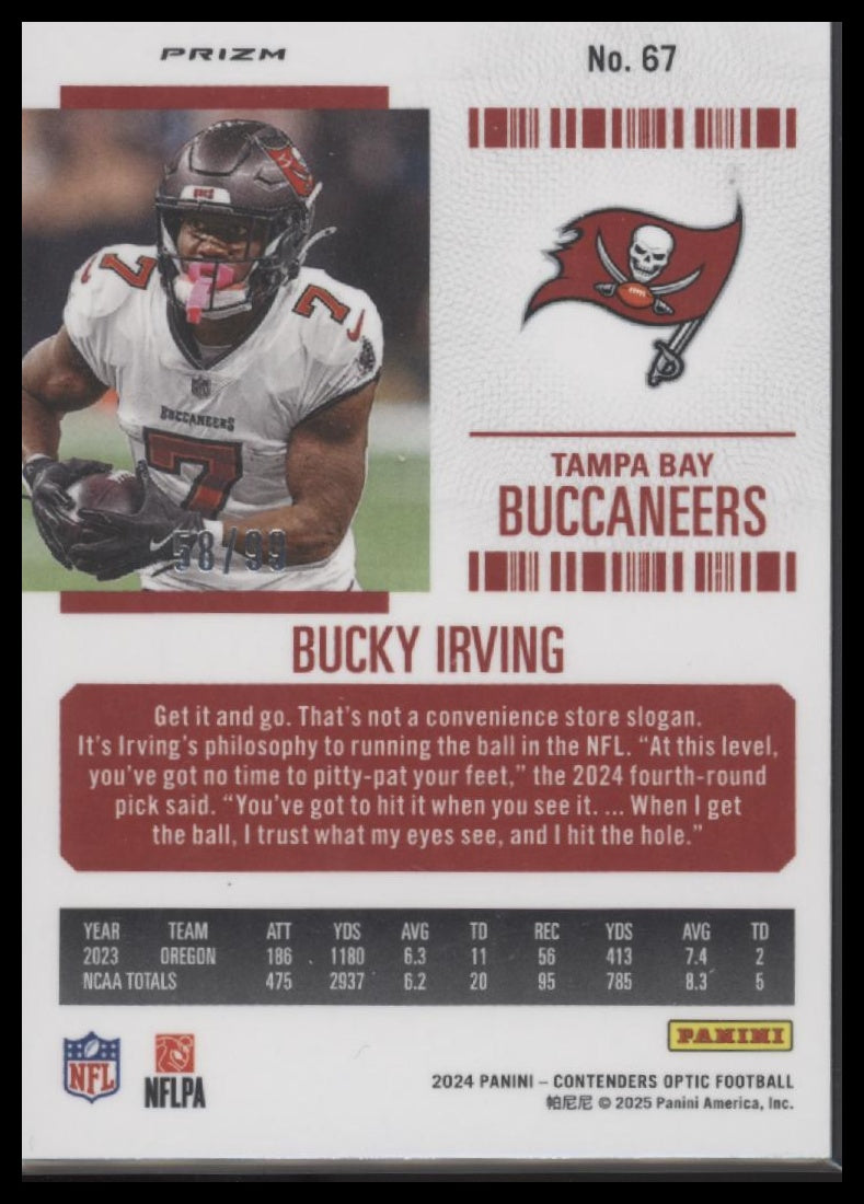 Bucky Irving 2024 Panini Prizm #316 - Back