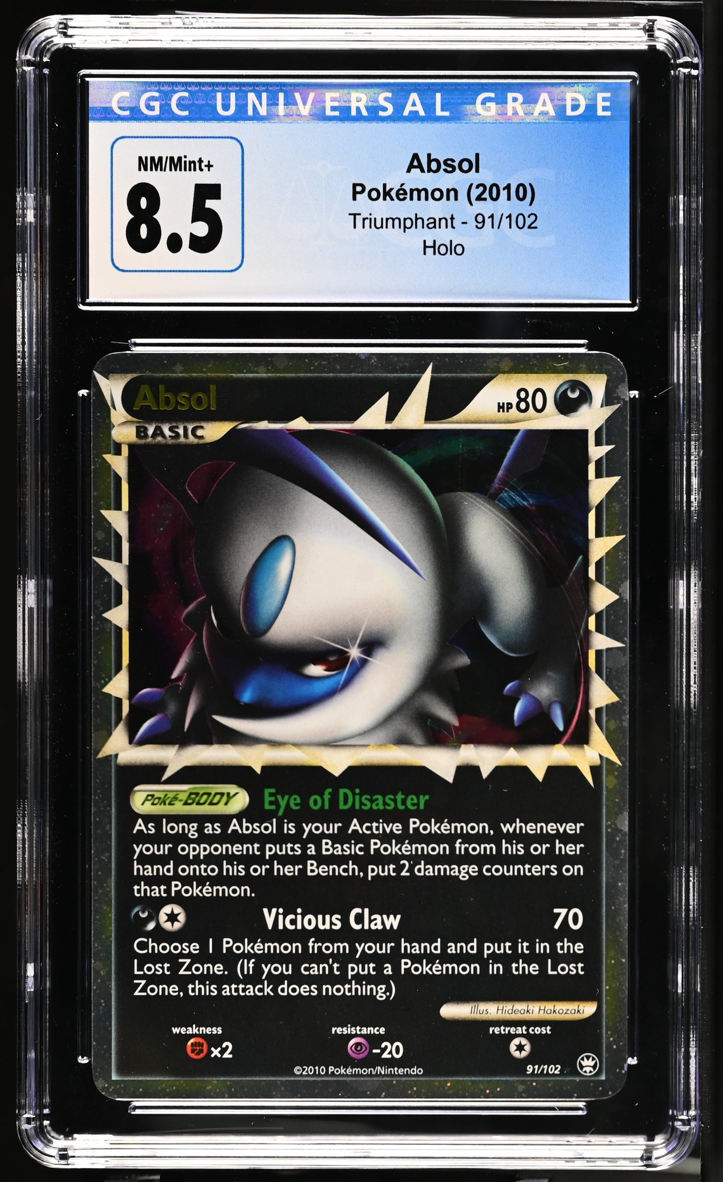 Absol 2010 Triumphant #91/102 CGC 8.5 - Front