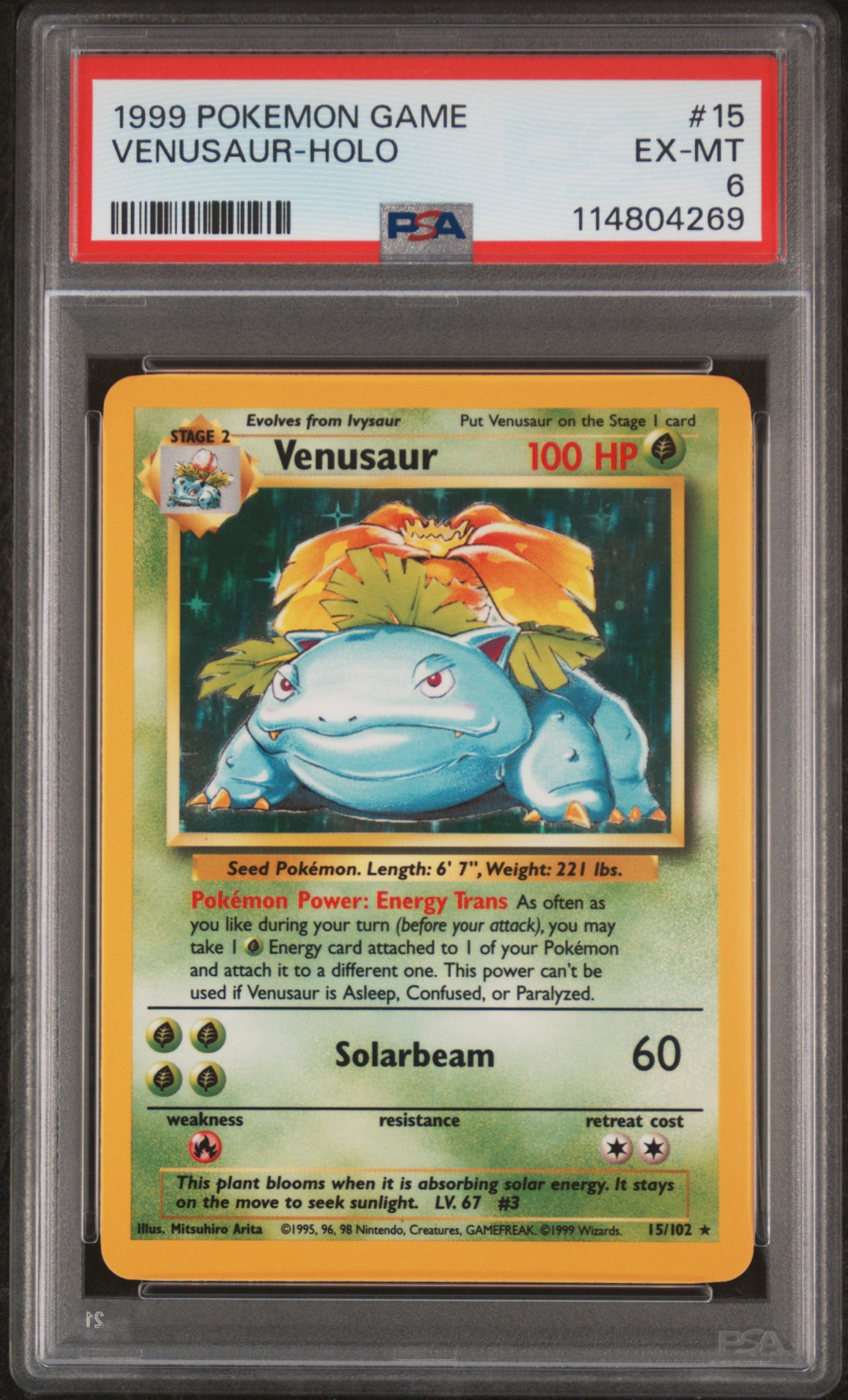 Venusaur-Holo 1999 Pokemon Game #15 PSA 6 - Front