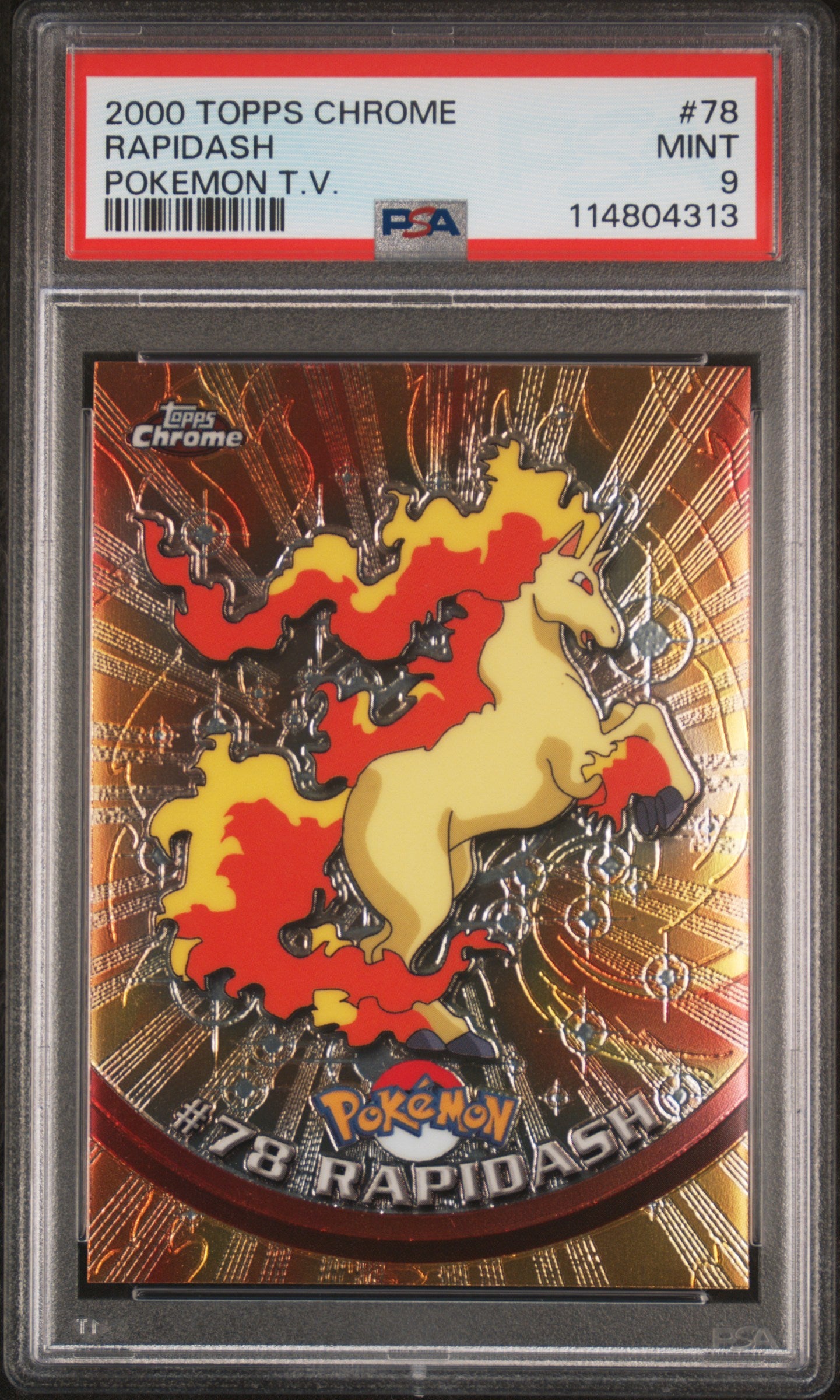 Rapidash 2000 Topps Chrome Pokemon T.V. #78 Pokemon T.V. PSA 9 - Front