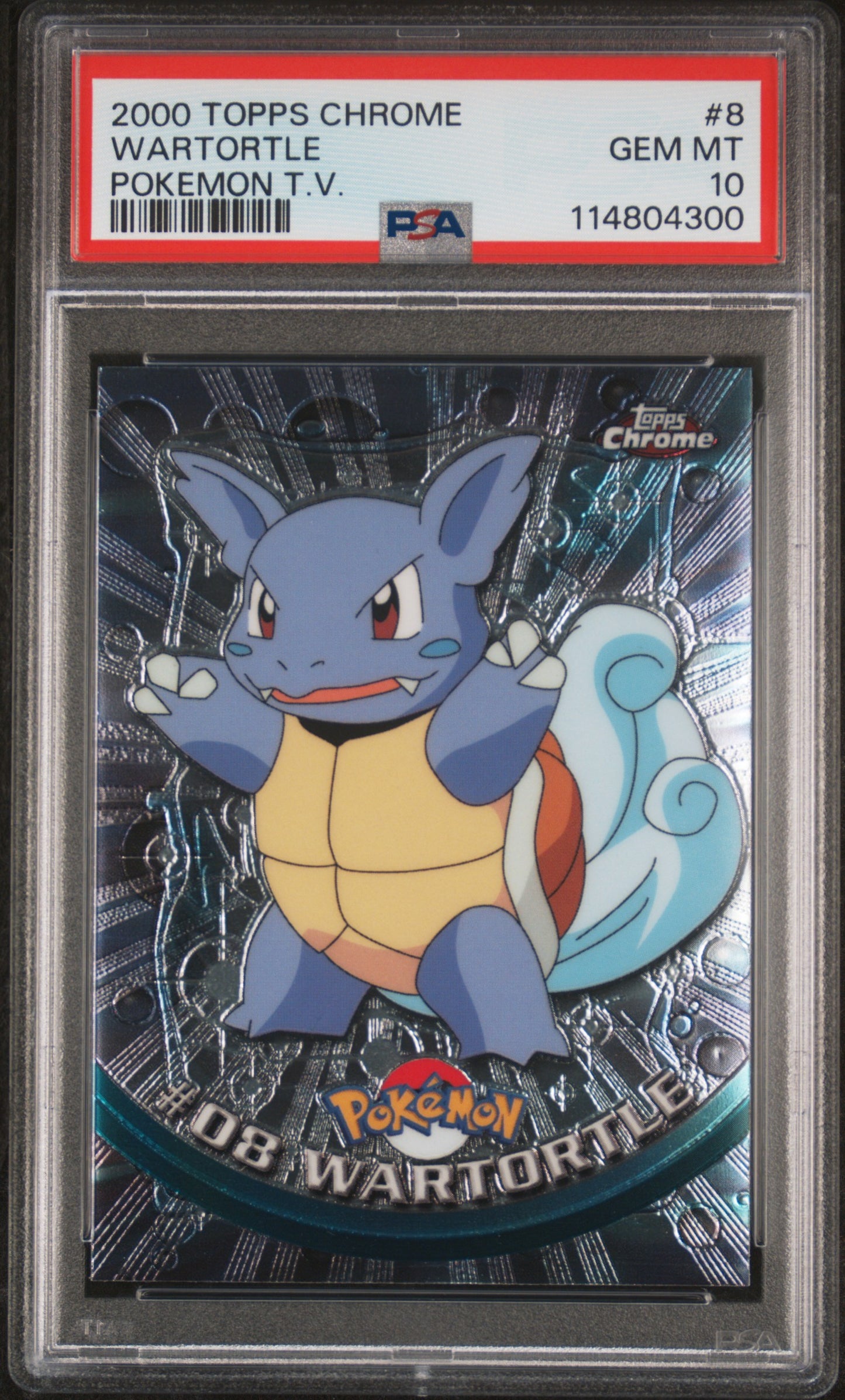 Wartortle 2000 Topps Chrome Pokemon T.V. #8 Pokemon T.V. PSA 10 - Front