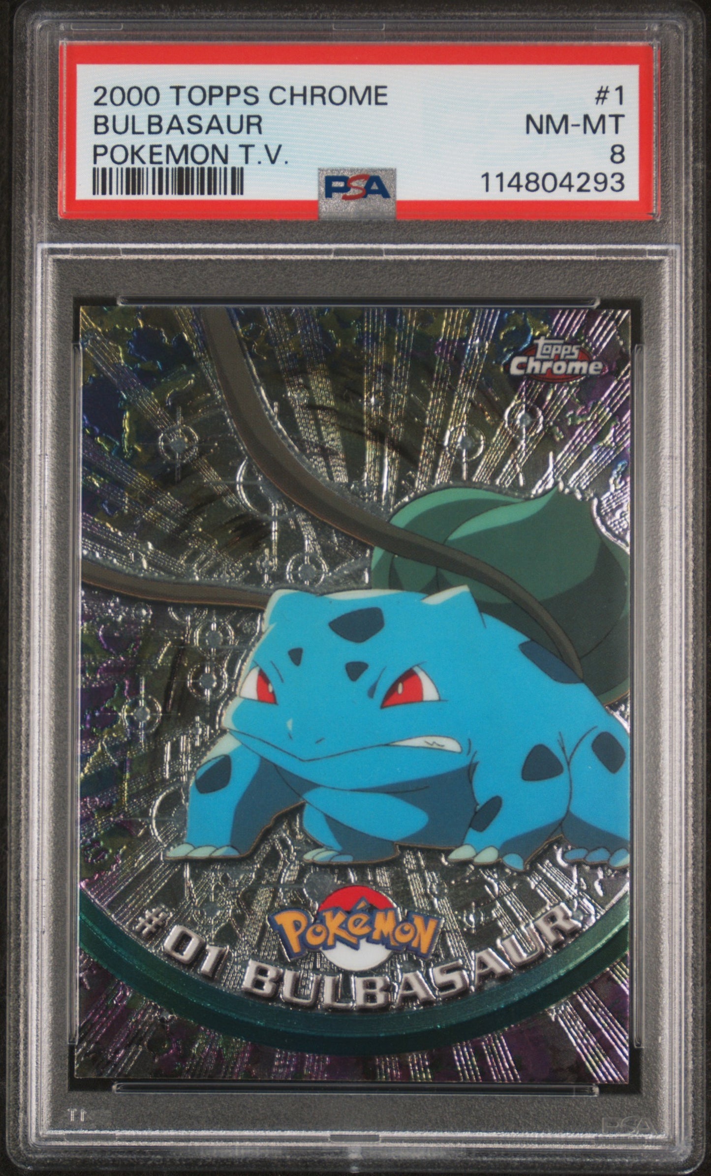 Bulbasaur 2000 Topps Chrome Pokemon T.V. #1 Pokemon T.V. PSA 8 - Front