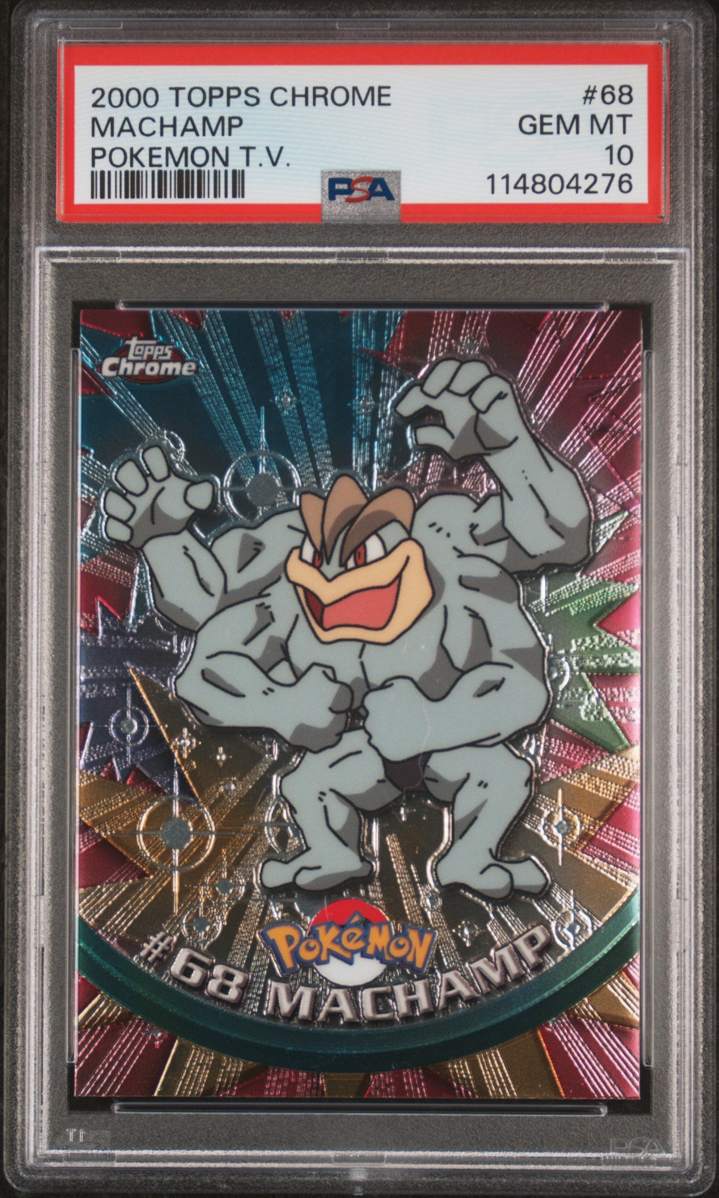 Machamp 2000 Topps Chrome Pokemon T.V. #68 Pokemon T.V. PSA 10 - Front
